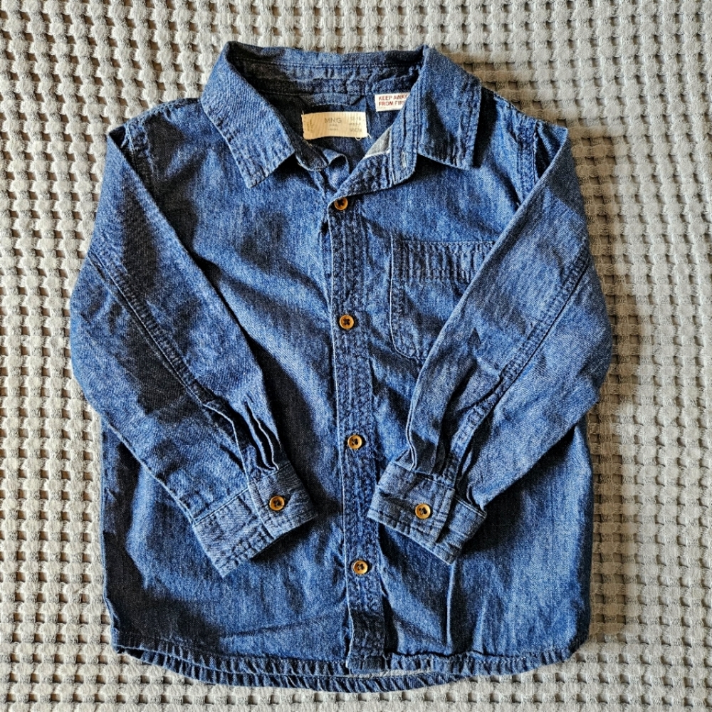 Mango Kids Baby Dark Blue Denim Shirt